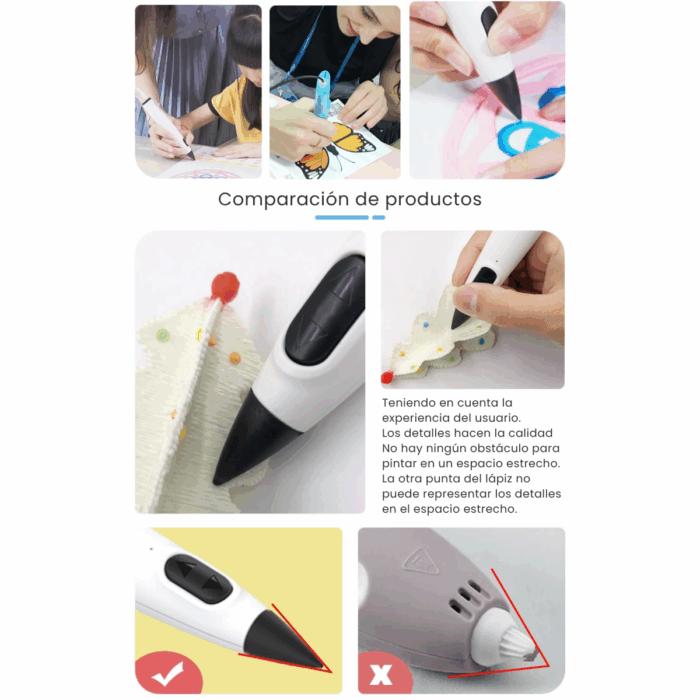 Lápiz 3d Para niños Pen USB Wire, manual, box PCL, No Quema - Imagen 9