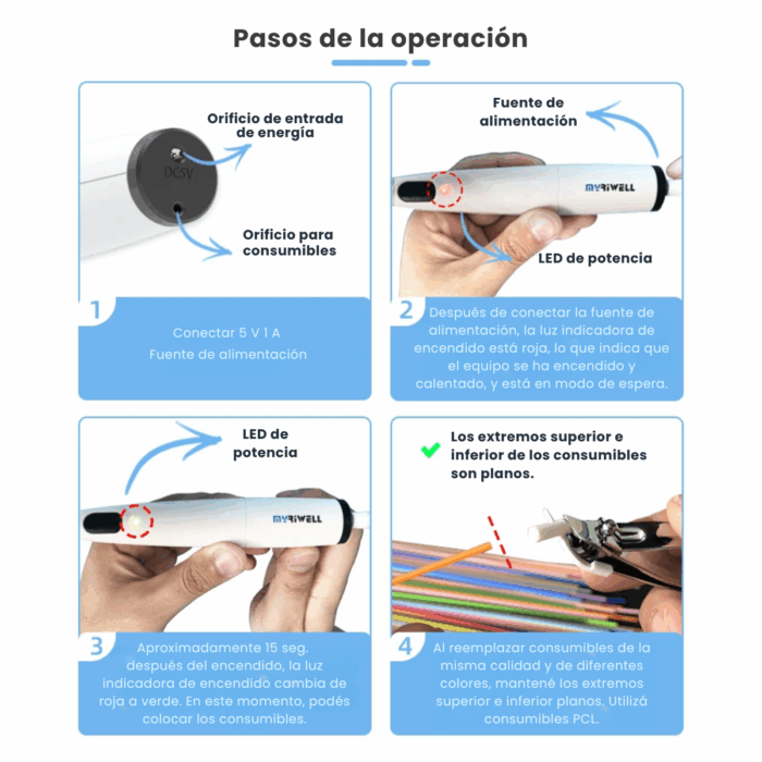 Lápiz 3d Para niños Pen USB Wire, manual, box PCL, No Quema - Imagen 7